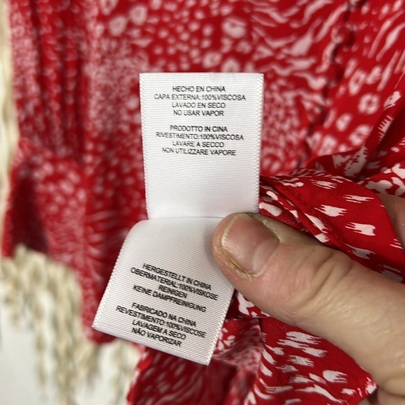 Joie Red & White Leopard Print Long Sleeve Blouse Size XS - Picture 10 of 13